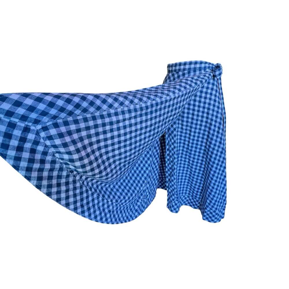 Polo Ralph Lauren Linen Gingham Plaid Wrap Maxi Skirt Women’s Medium Blue White - Picture 5 of 16